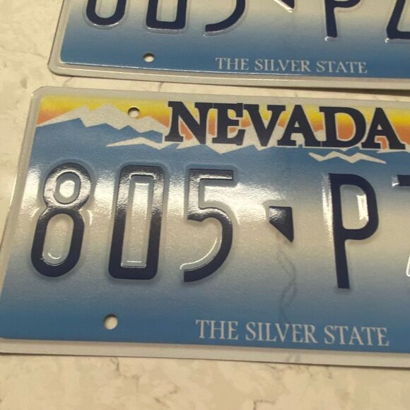 Nevada The Silver State Blue Vehicle Matching Mountains License Plate - Set of 2 - Picture 3 of 4